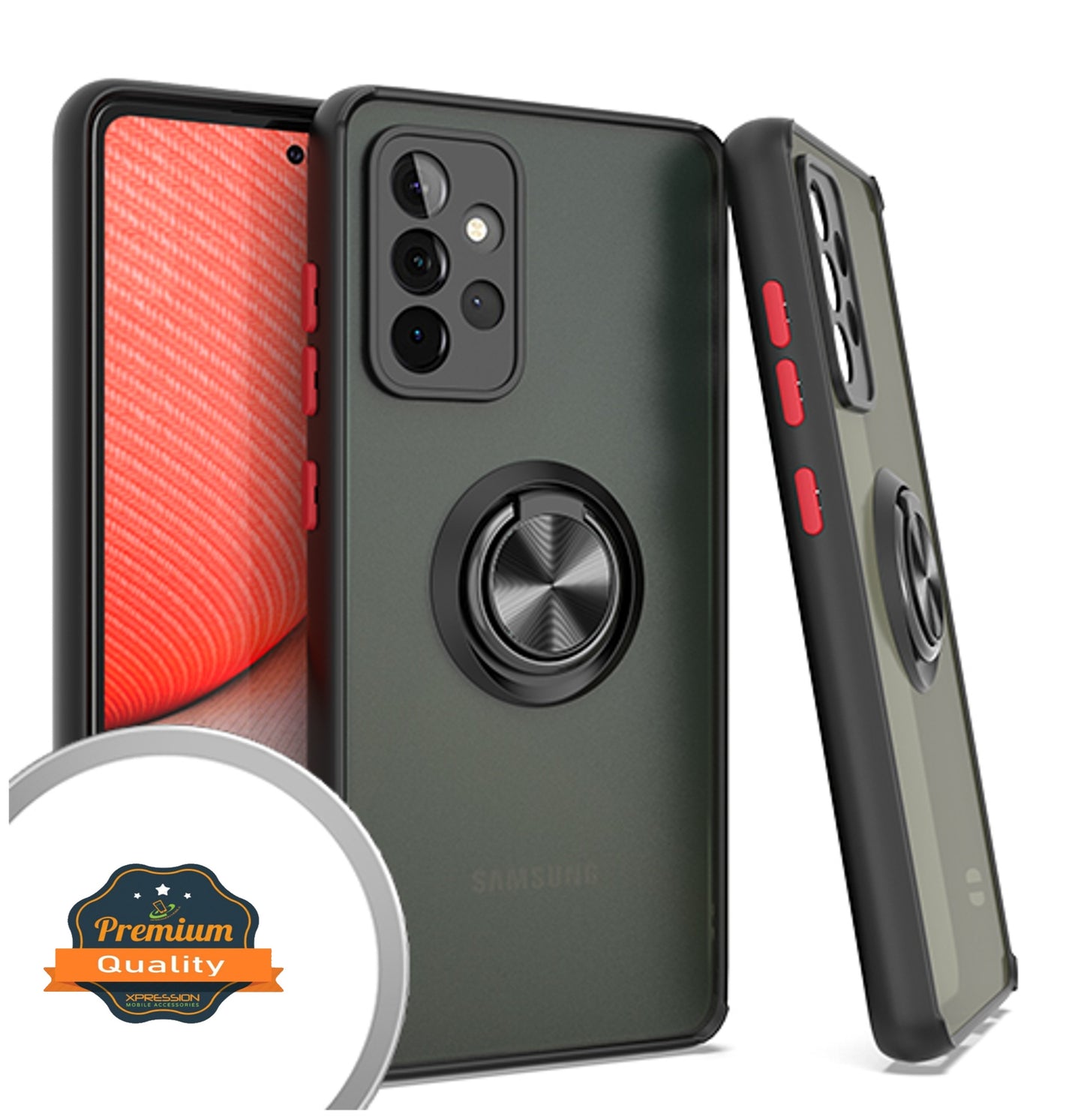 For Samsung Galaxy S22 /Plus Ultra Finger Ring Stand Holder Kickstand Hybrid Frosted Matte Soft TPU Hard PC Frame Shock-Absorption Ultra Thin  Phone Case Cover