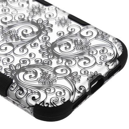 For Apple iPhone XS Max Stylish Hybrid Three Layer Hard PC Shockproof Heavy Duty TPU Rubber Anti-Drop Black Leaf Clover Flower Phone Case Cover