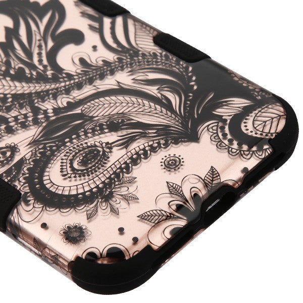 For Apple iPhone XS Max Stylish Hybrid Three Layer Hard PC Shockproof Heavy Duty TPU Rubber Anti-Drop Phoenix Flower Phone Case Cover