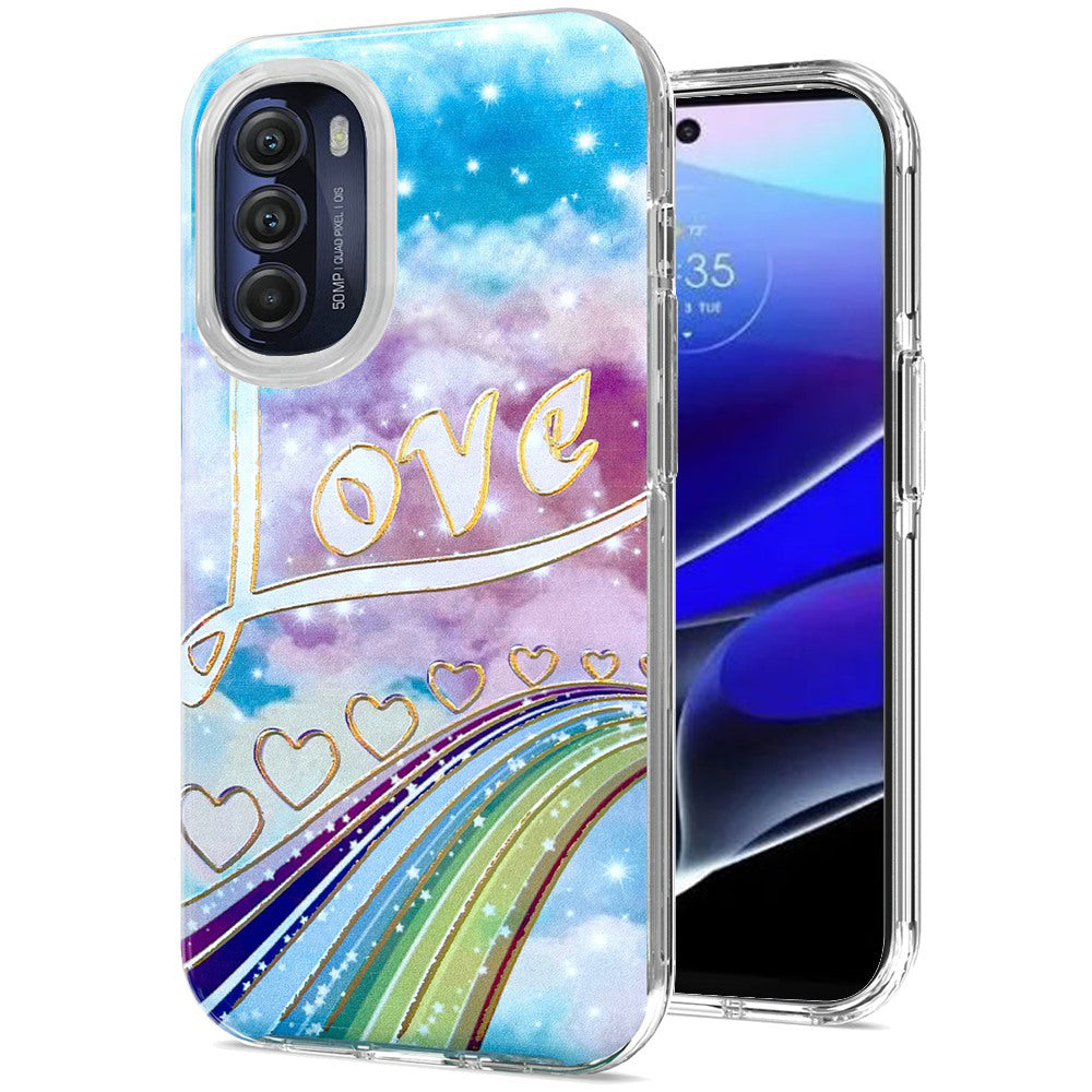 For Motorola Moto G Stylus 5G 2022 Stylish Gold Layer Design Hybrid Rubber TPU Hard PC Shockproof Rugged Slim  Phone Case Cover