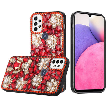 For Samsung Galaxy A33 5G Bling Crystal 3D Full Diamonds Luxury Sparkle Transparent Rhinestone Glitter Hybrid Bumper  Phone Case Cover