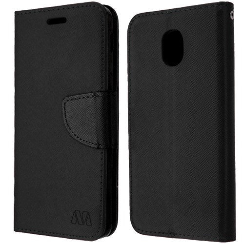 For Samsung Galaxy J3 (2018)/ Galaxy J3 Star/ Galaxy J3 PU Leather Wallet with Credit Card Holder Storage Folio Flip Pouch Stand Black Phone Case Cover