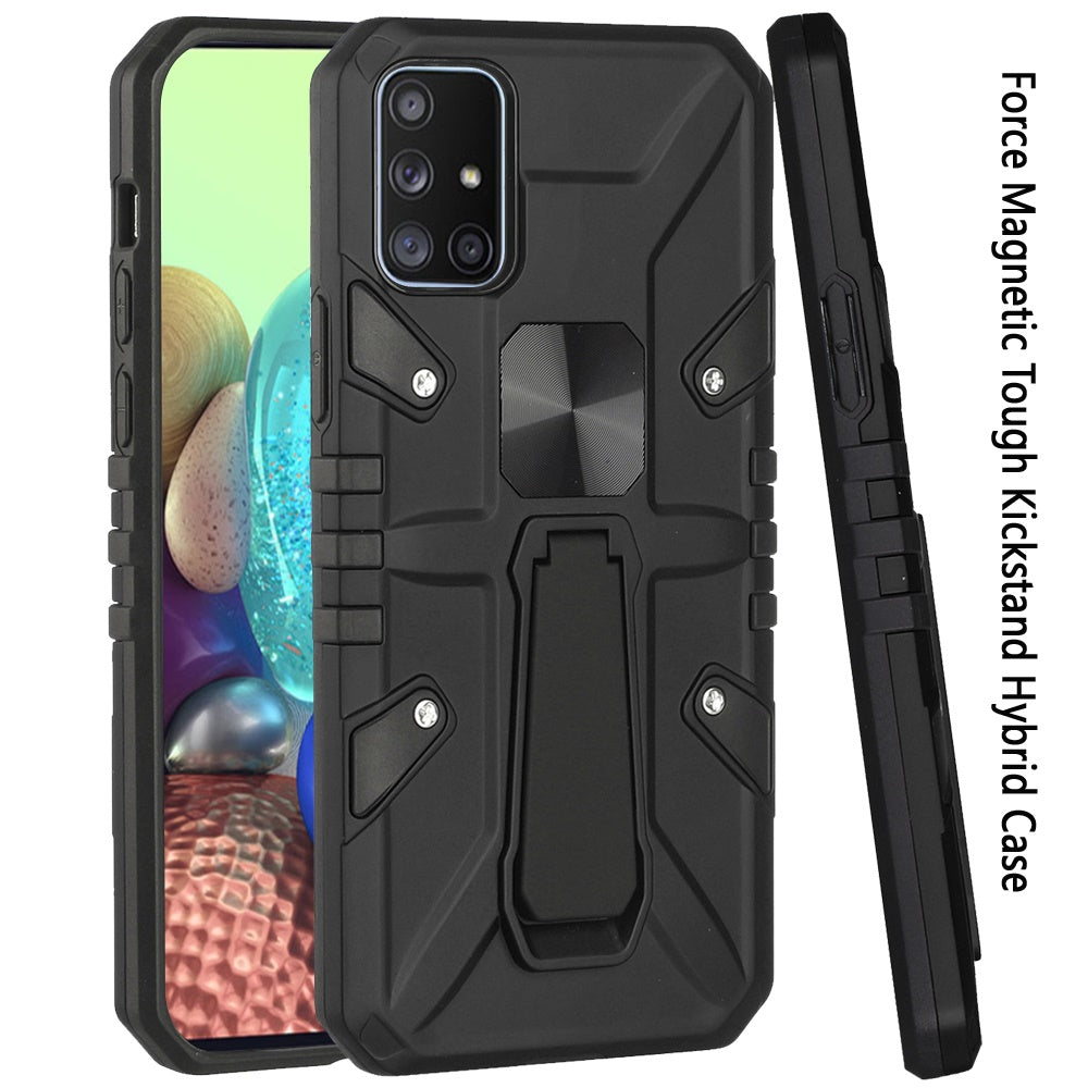For Samsung Galaxy A71 5G Armor Kickstand Case Hybrid Heavy Duty Silicone Bumper with Magnetic Function Shockproof Hard  Phone Case Cover