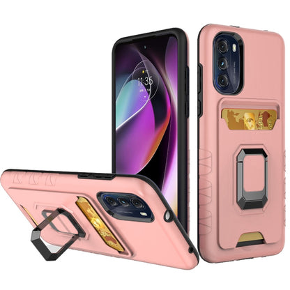 For Motorola Moto G 5G 2022 Wallet Case with Credit Card Slot Holder & Magnetic Stand Kickstand Ring Heavy Duty Hybrid  Phone Case Cover