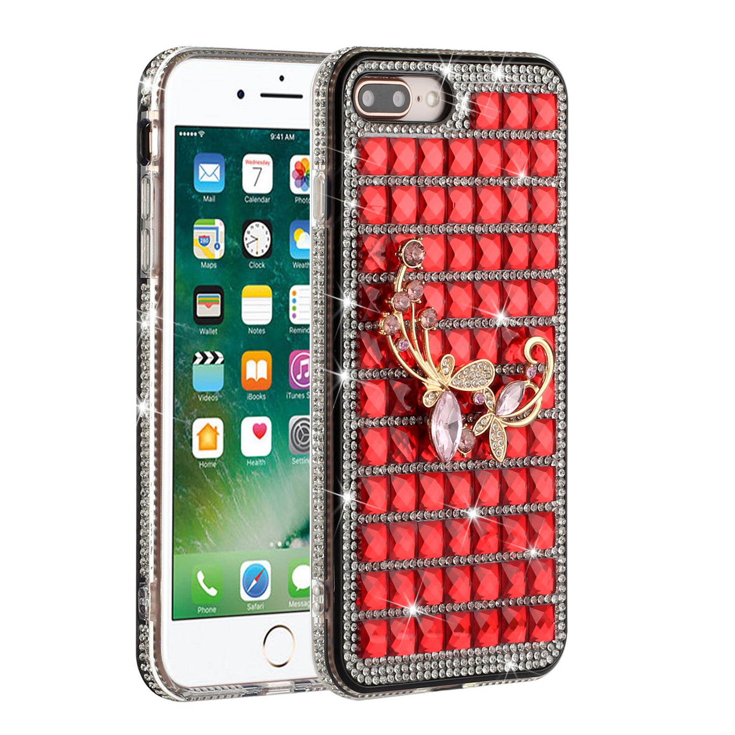 For Apple iPhone 8 Plus/7 Plus/6 Plus/6s Plus Fashion Luxury 3D Bling Diamonds Rhinestone Jeweled Ornament Shiny Crystal  Phone Case Cover