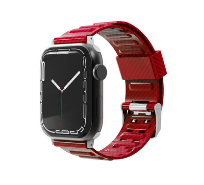 For Apple Watch Size 42/44/45mm Sport Bands Carbon Fiber Design Rubber TPU Replacement Band Strap for iWatch Series 7/SE/6/5/4/3/2/6 Black Phone Case Cover