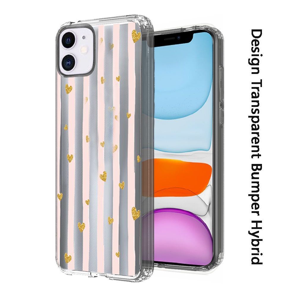For Apple iPhone 13 Pro (6.1") Fashion Hybrid Design Image Transparent Rubber TPU Protector Thin Shell Back PC Armor  Phone Case Cover