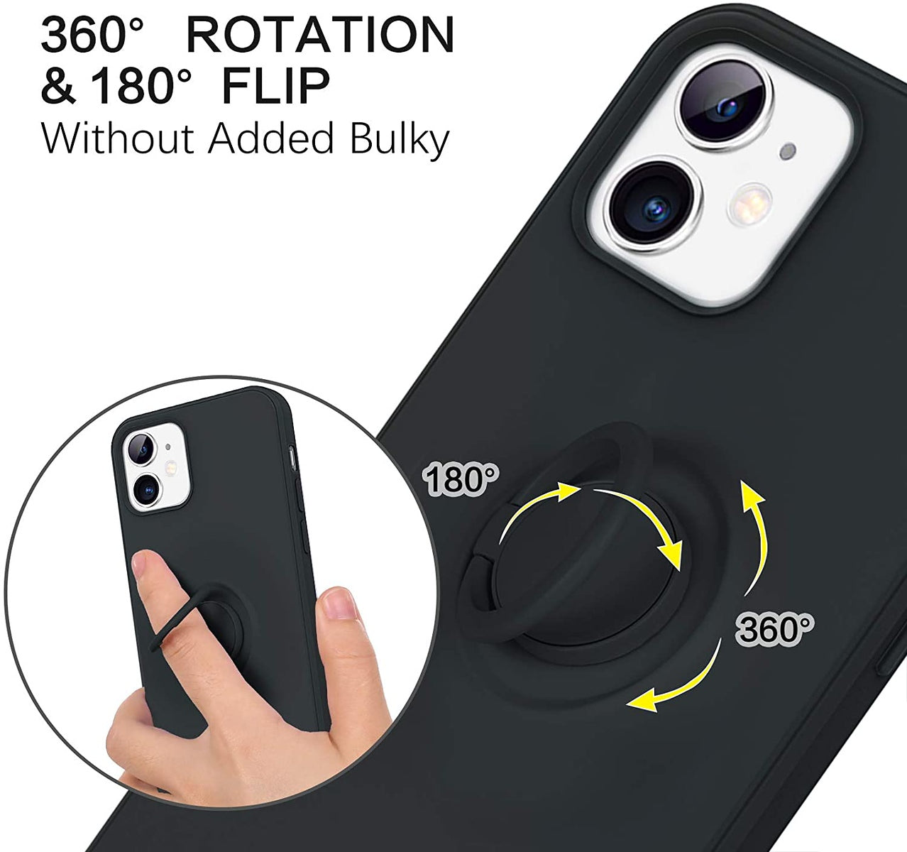 For Samsung Galaxy A73 5G Slim Silicone Soft Rubber Hybrid with Ultra-Thick Ring Magnetic Stand Holder Car Mount Supported Hard Protective  Phone Case Cover