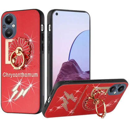 For OnePlus Nord N20 5G Diamond Bling Sparkly Glitter Ornaments Engraving Hybrid Ring Stand Holder Rugged Fashion  Phone Case Cover