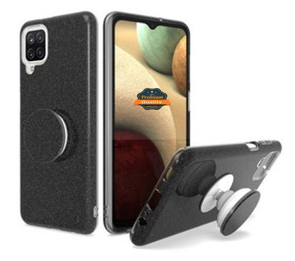 For Samsung Galaxy A22 5GGlitter Sparkle Slim Bling Hybrid Protective with Round Stand Shockproof Soft TPU Rubber  Phone Case Cover