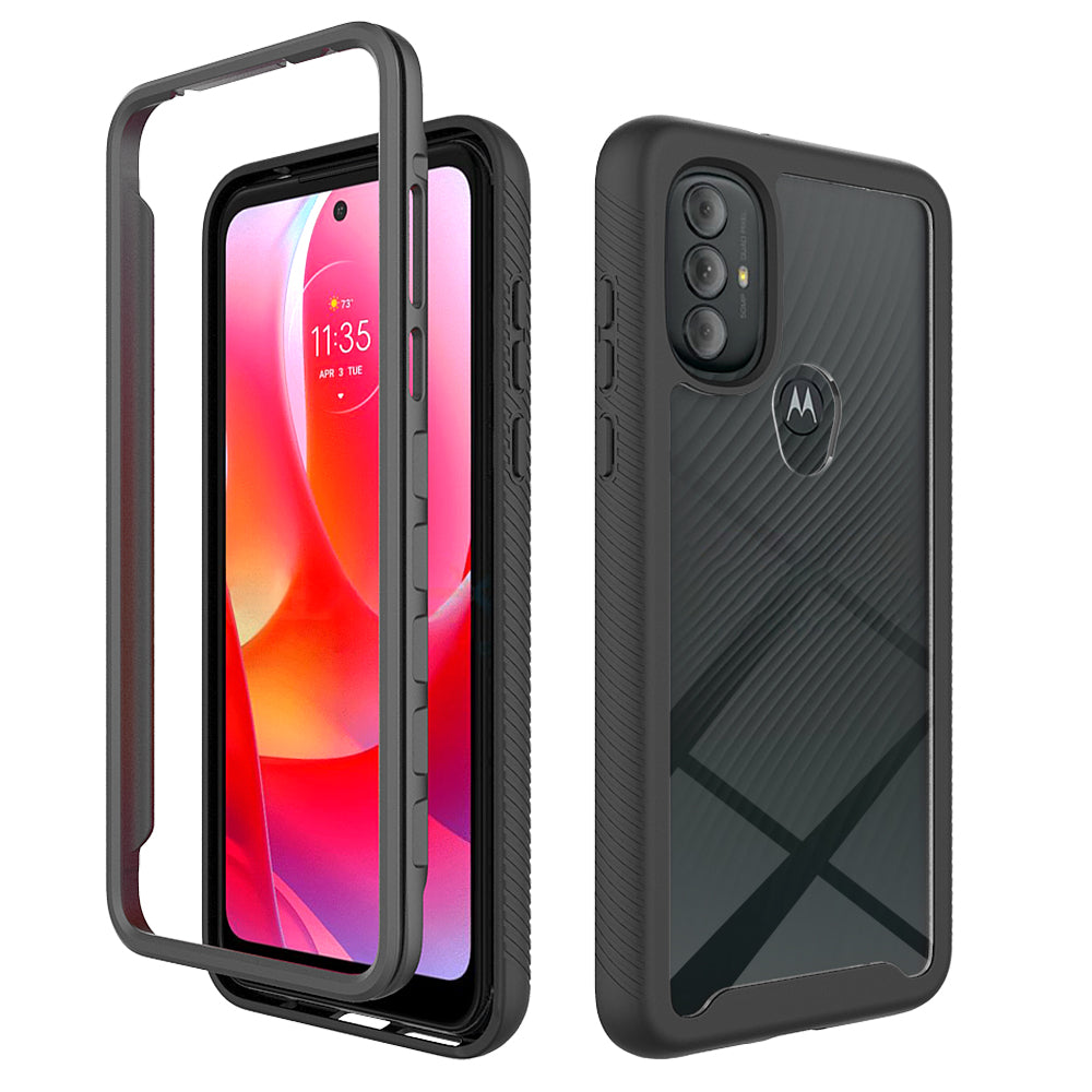 For Motorola Moto G Power 2022 Hybrid Clear Shockproof Dual Layer Protection Hard Rugged PC and Soft TPU Silicone Bumper Frame Back Clear Black Phone Case Cover