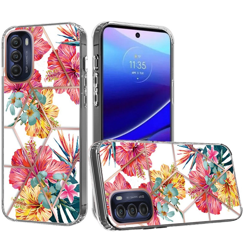 For Motorola Moto G Stylus 5G 2022 Fashion Art Floral IMD Design Beautiful Flower Pattern Hybrid PC Rubber Slim Hard Back  Phone Case Cover