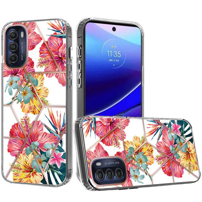 For Motorola Moto G Stylus 5G 2022 Fashion Art Floral IMD Design Beautiful Flower Pattern Hybrid PC Rubber Slim Hard Back  Phone Case Cover