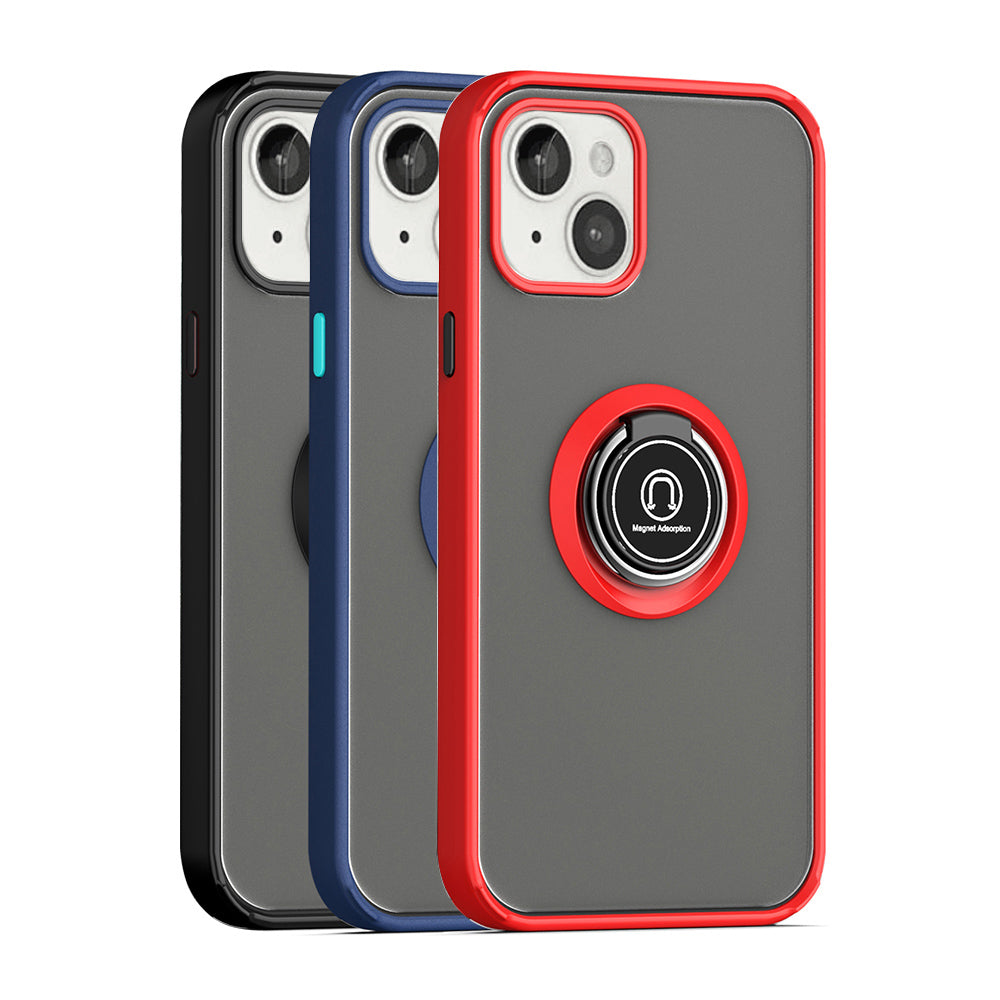 For Motorola Moto G Pure Hybrid Frosted Protector Magnetic Ring Holder Stand Kickstand Heavy Duty Rugged Hard TPU Bumper  Phone Case Cover