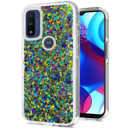 For Motorola Moto G Pure Colorful Glitter Bling Sparkle Epoxy Glittering Shining Hybrid Hard PC Silicone Shockproof  Phone Case Cover