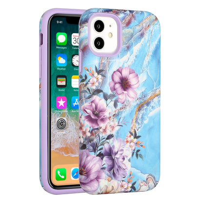 For Apple iPhone 14 (6.1") Bliss Floral Stylish Design Hybrid Rubber Silicone TPU Hard Shockproof Armor Slim  Phone Case Cover