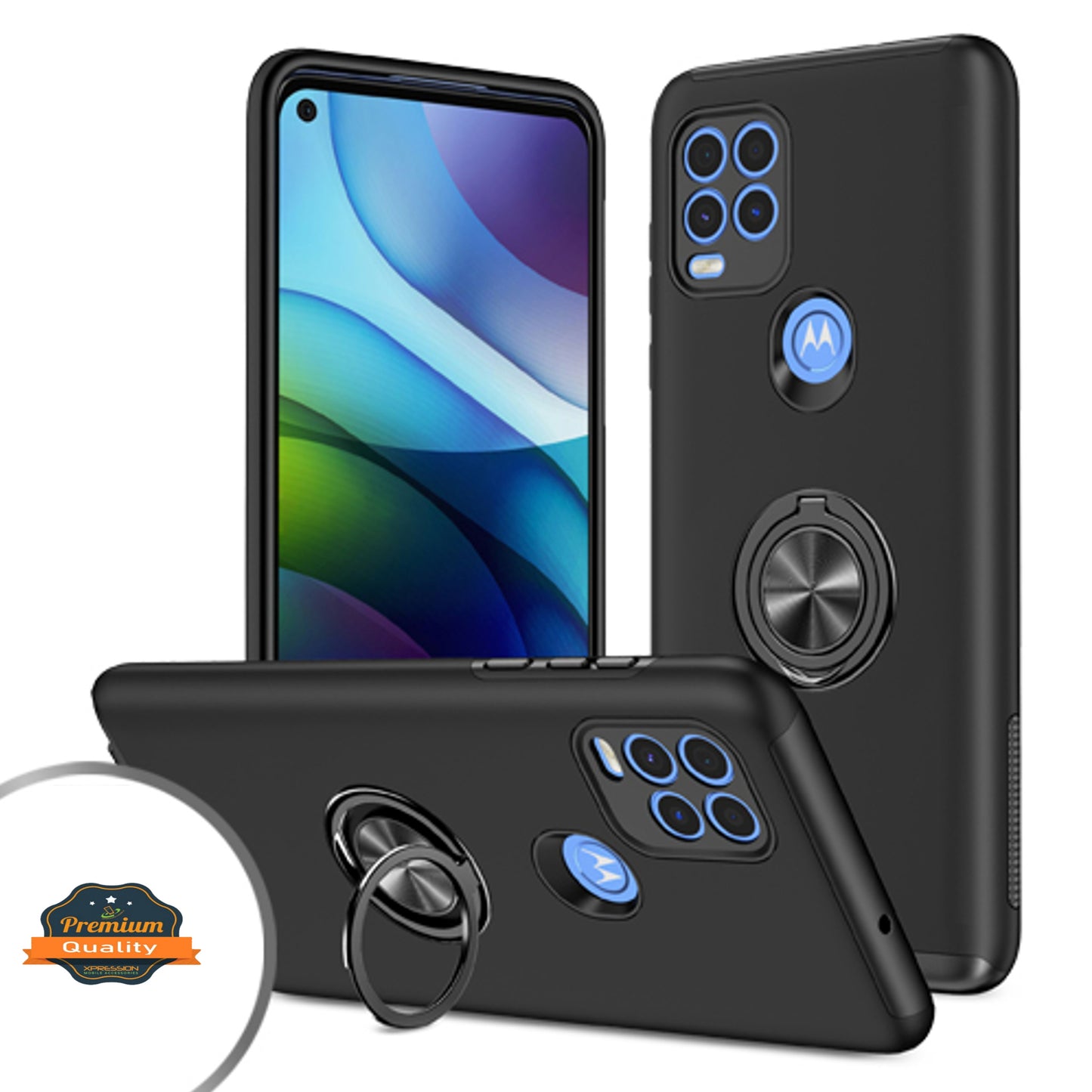 For Apple iPhone 13 /13 Mini/ 13 Pro/ 13 Pro Max Slim Rubber Hybrid 360° Ring Holder Stand Kickstand Fit Car Mount Shockproof Bumper Protection  Phone Case Cover