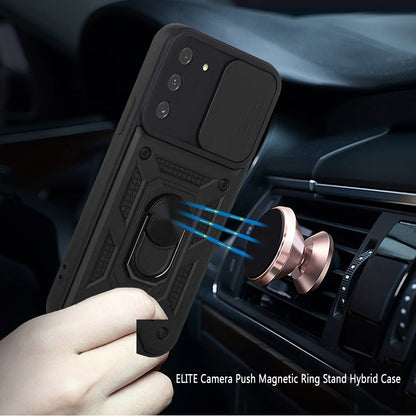 For Samsung Galaxy S22 /Plus Ultra Hybrid Cases with Slide Camera Lens Cover and Ring Holder Kickstand Rugged Dual Layer Heavy Duty  Phone Case Cover
