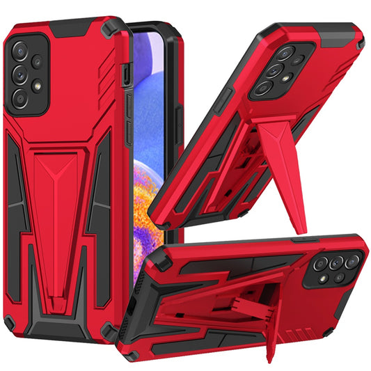 For Samsung Galaxy A23 5G Heavy Duty Protection Hybrid Built-in Kickstand Rugged Shockproof Military Grade Dual Layer Red Phone Case Cover