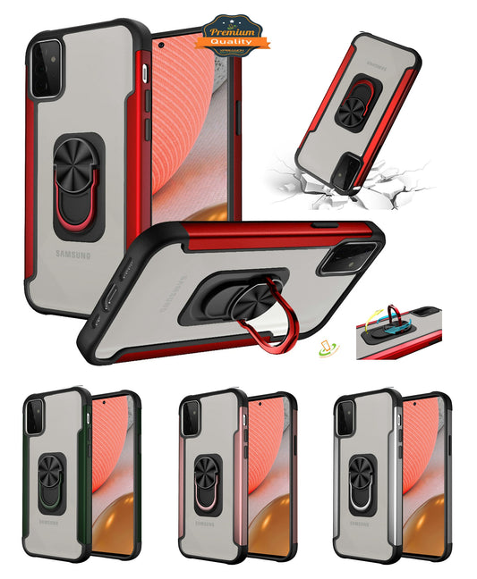 For Samsung Galaxy S20 FE /Fan Edition 5G Clear Alloy Hybrid with Ring Holder Kickstand [Magnetic Car Mount Feature]  Phone Case Cover