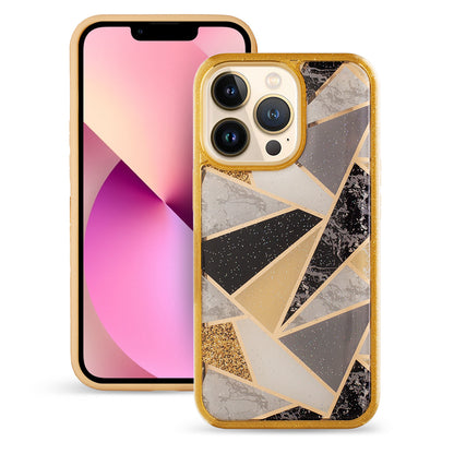 For Apple iPhone 13 /Pro Max Geometric Marble Design Pattern Soft TPU Rubber Hybrid Hard PC Shockproof Bumper  Phone Case Cover