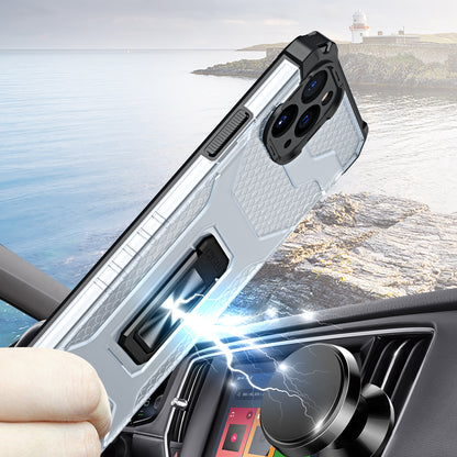 For Samsung Galaxy A02S Transparent 360 Rotation Built-in Magnetic Ring Kickstand Holder Hybrid Rugged Armor Bumper  Phone Case Cover