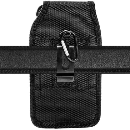 Universal Vertical Nylon Cell Phone Holster with Front Buckle, Belt Clip Pouch Loop for Apple iPhone Samsung Galaxy LG Moto All Mobile phones Size 6.7" Universal Pouch [Black]