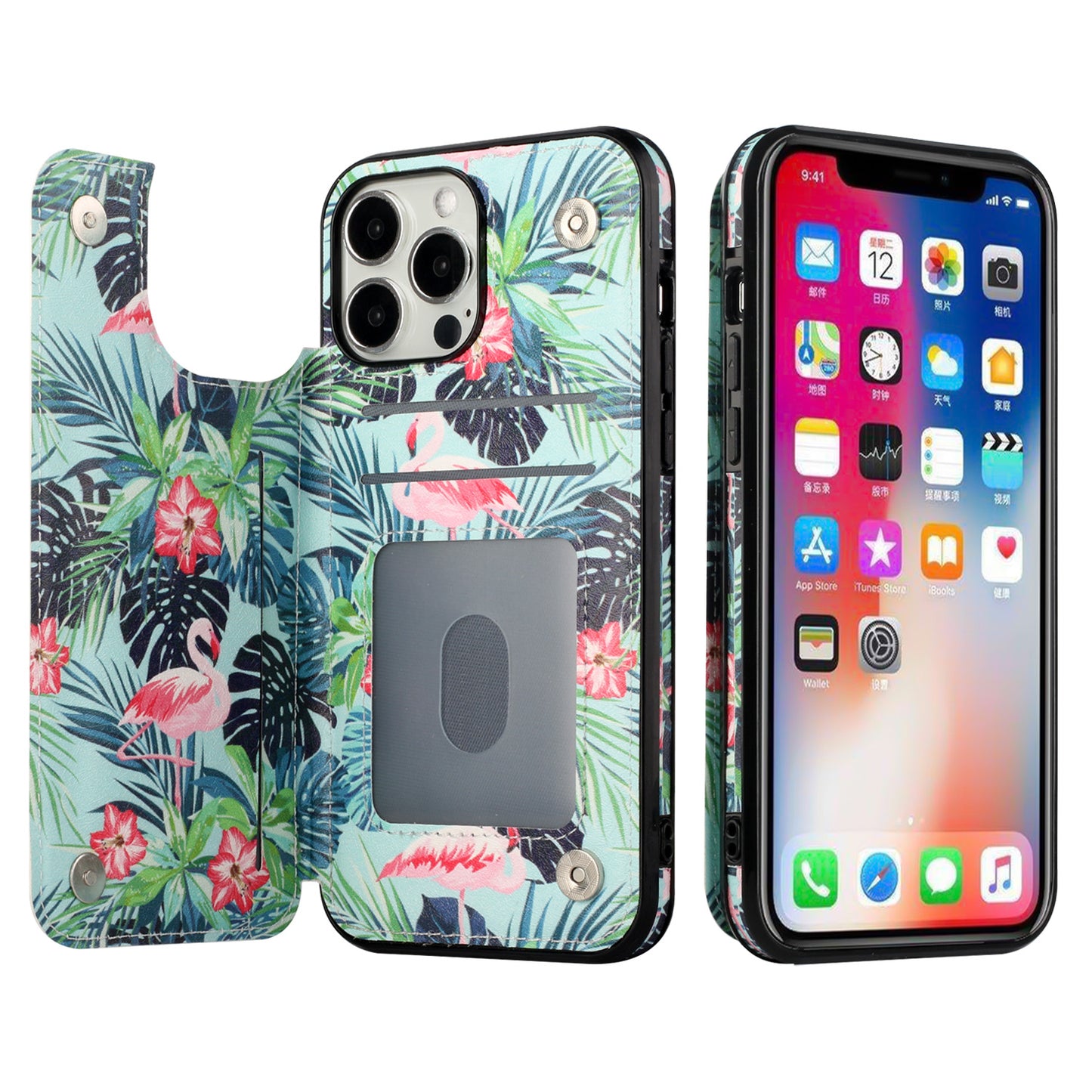 For Apple iPhone 13 Pro Max 6.7" Wallet PU Leather [Two Magnetic Clasp] [Card Slots] Stand Durable Back Storage Flip  Phone Case Cover