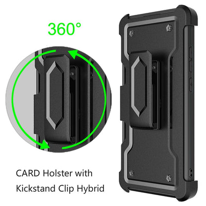 For Apple iPhone 13 / Pro Max Mini Armor Belt Clip with Credit Card Holder, Holster, Kickstand Protective Full Body Heavy Duty Hybrid  Phone Case Cover