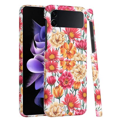 For Samsung Galaxy Z Flip 4 5G Bliss Floral Stylish Design Hybrid Rubber TPU Hard PC Shockproof Armor Slim  Phone Case Cover