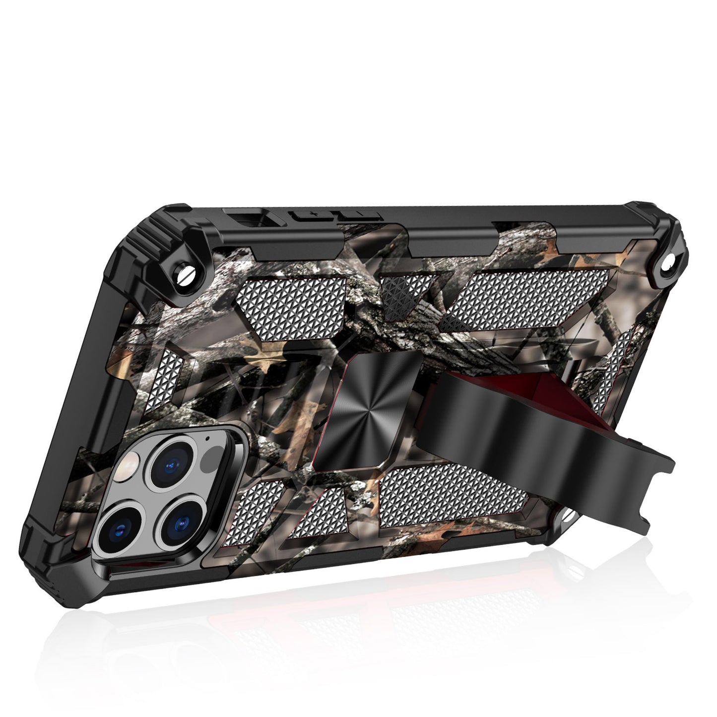 For Apple iPhone 14 (6.1") Heavy Duty Hybrid Camouflage Fold Slide Kickstand [Military Grade] Rugged Protective Camo Army Phone Case Cover