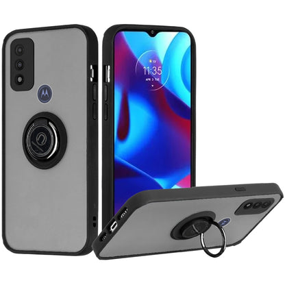 For Motorola Moto G Pure Hybrid Protective PC & TPU Shockproof with 360° Rotation Ring Magnetic Metal Stand & Covered Camera  Phone Case Cover