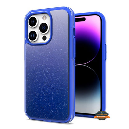 For Apple iPhone 14 /Plus Pro Max Gradient Glitter Bling Hybrid Shockproof Protection TPU Frame and Hard PC Back Slim  Phone Case Cover