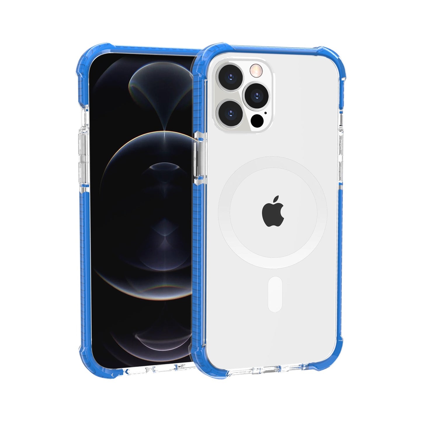 For Apple iPhone 13 /Pro Max ShockProof Hybrid Acrylic Transparent Hard PC + TPU Color Frame Bumper Compatible with MagSafe  Phone Case Cover