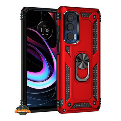 For Motorola Edge 2021 Shockproof Hybrid Dual Layer PC + TPU with Rotating Ring Stand Metal Kickstand Heavy Duty Armor Shell  Phone Case Cover