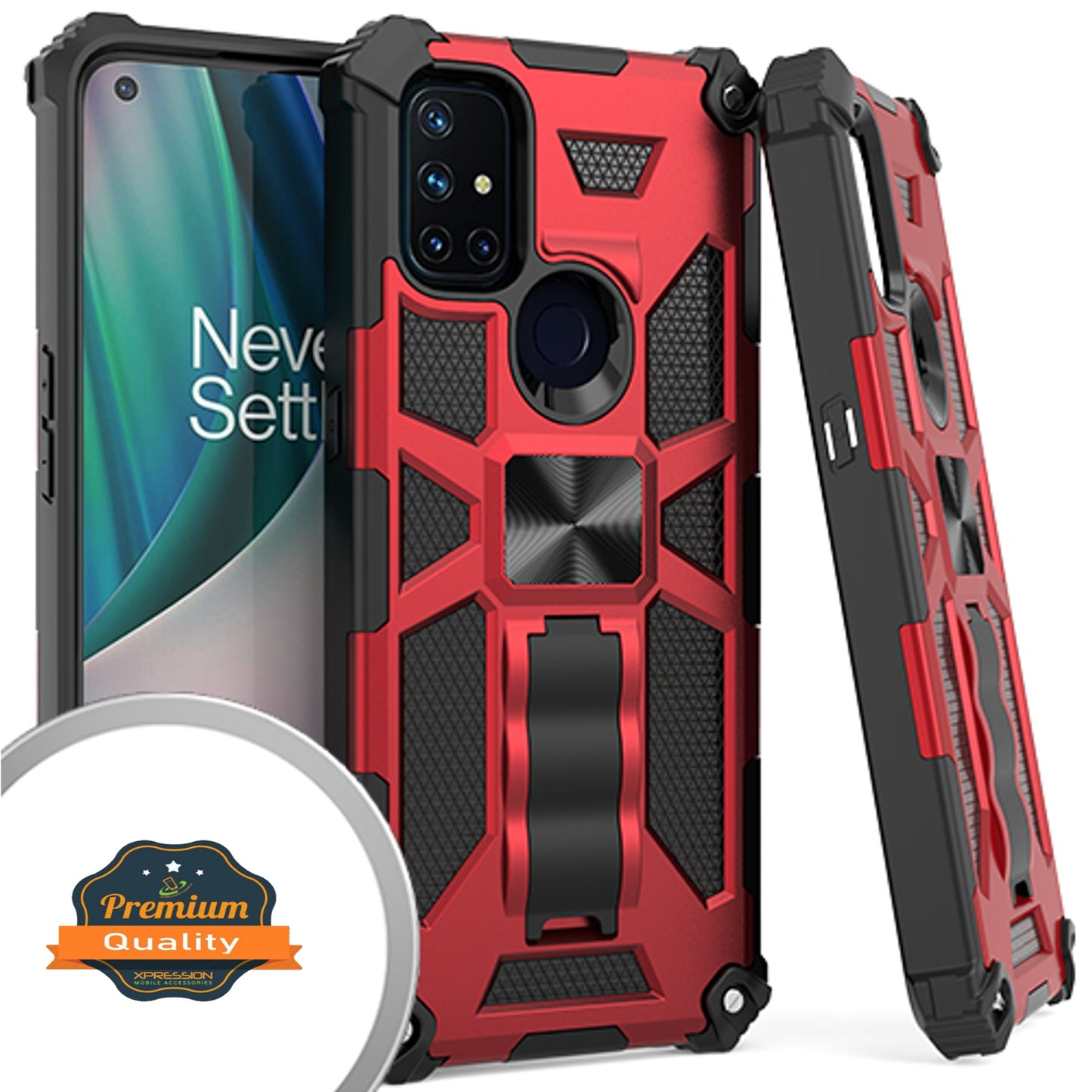 For Boost Mobile Celero 5G Invisible Kickstand Stand Dual Layer Hybrid Defender Military Grade Shockproof Heavy Duty Hard PC + TPU  Phone Case Cover