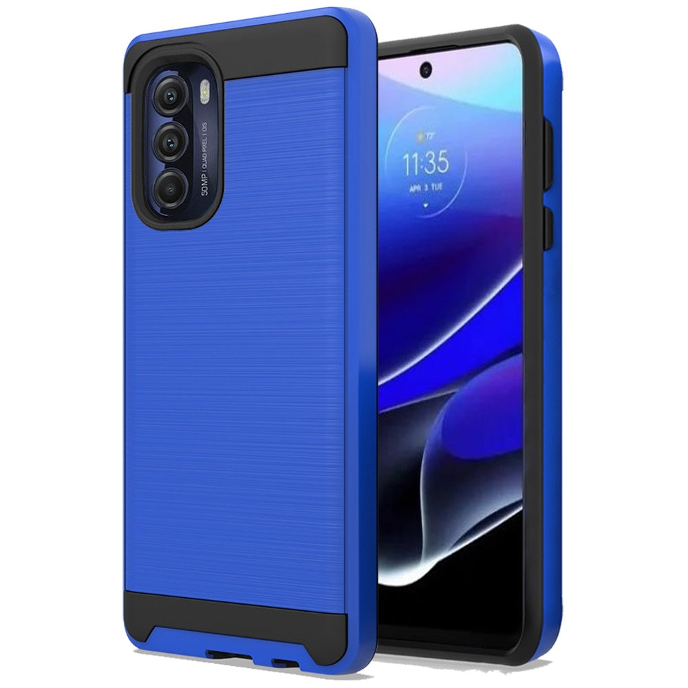 For Motorola Moto G Stylus 5G 2022 Hybrid Rugged Brushed Metallic Design [TPU + Hard PC] Dual Layer Shockproof Armor  Phone Case Cover