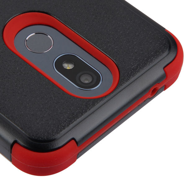 For LG K40 /Harmony 3 Hybrid Three Layer Hard PC Shockproof Heavy Duty TPU Rubber Anti-Drop Black Red Phone Case Cover