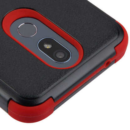 For LG K40 /Harmony 3 Hybrid Three Layer Hard PC Shockproof Heavy Duty TPU Rubber Anti-Drop Black Red Phone Case Cover