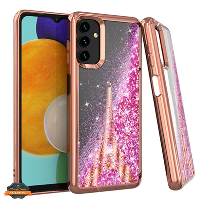 For Samsung Galaxy A33 5G Quicksand Liquid Glitter Bling Flowing Sparkle Fashion Hybrid TPU and Chrome Plating Hard PC  Phone Case Cover