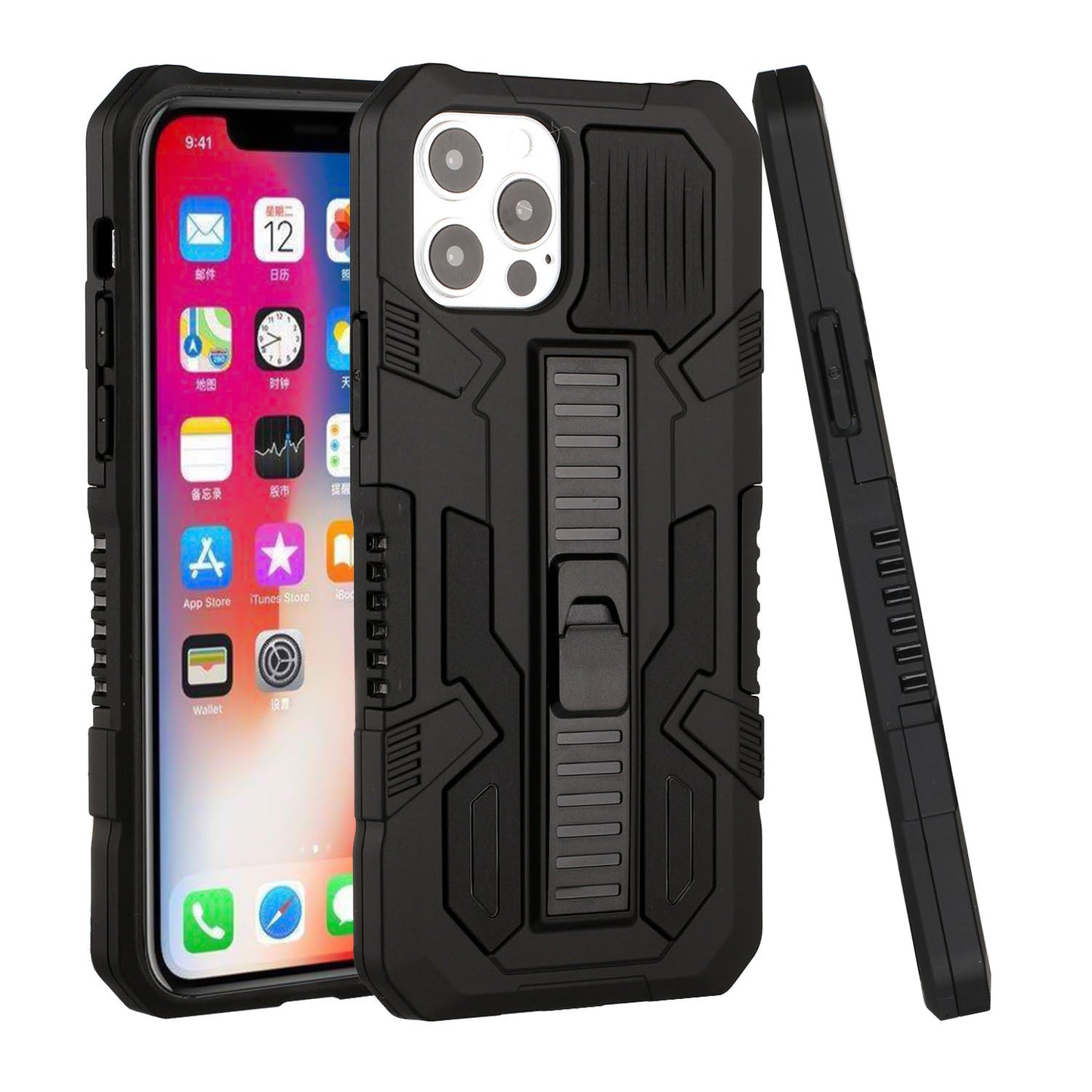 For Apple iPhone 13 Mini (5.4") Hybrid Tough Rugged [Shockproof] Dual Layer Protective with Kickstand Military Grade Hard PC + TPU  Phone Case Cover