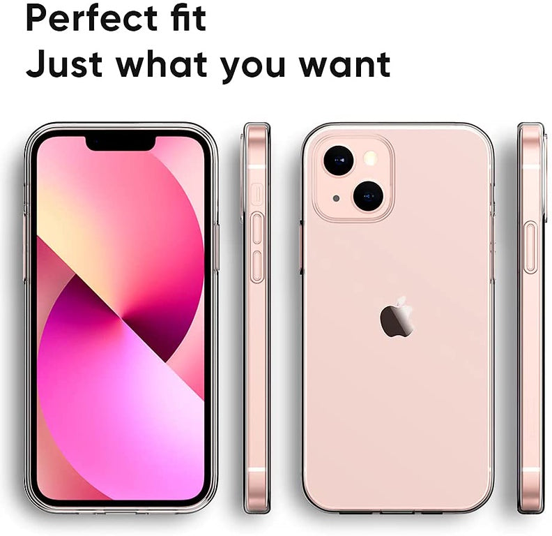 For Apple iPhone 13 Pro (6.1") Transparent Gummy Acrylic TPU Hybrid Cushion Rigid Shock Protection Rubber Bumper Hard Back Clear Phone Case Cover