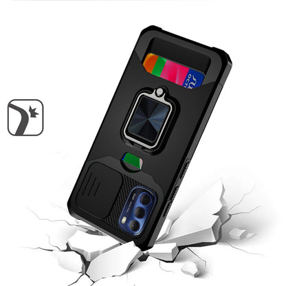 For Motorola Moto G Stylus 2022 4G Wallet Case with Ring Stand & Camera Cover Credit Card Holder, Military Grade Hard  Phone Case Cover
