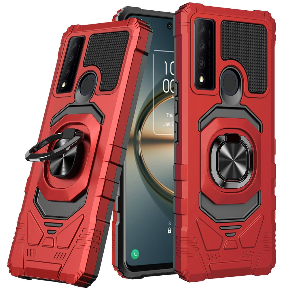 For TCL 30 V 5G Hybrid 2in1 Dual Layer with Rotate Magnetic Ring Stand Holder Kickstand, Rugged Shockproof Protective  Phone Case Cover