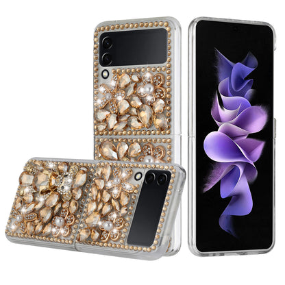 For Samsung Galaxy Z Flip 3 5G Bling Clear Crystal 3D Full Diamonds Luxury Sparkle Transparent Rhinestone Hybrid  Phone Case Cover