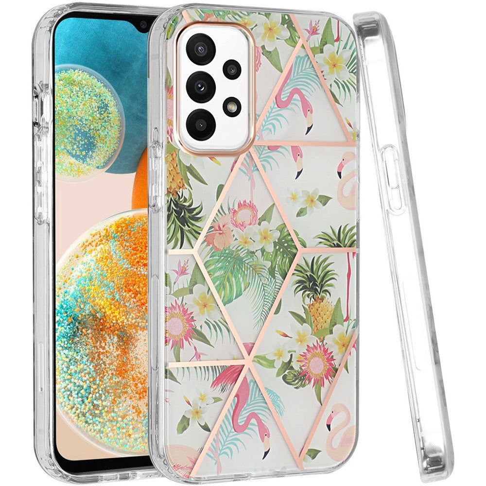 For Samsung Galaxy A23 5G Fashion Floral IMD Design Flower Pattern Hybrid Protective Hard Rubber TPU Slim Back  Phone Case Cover