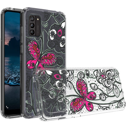 For Nokia G100 4G Pattern Fashion Design Ultra Thin Clear Hybrid Rubber Gummy TPU Grip + Hard PC Back Shockproof  Phone Case Cover