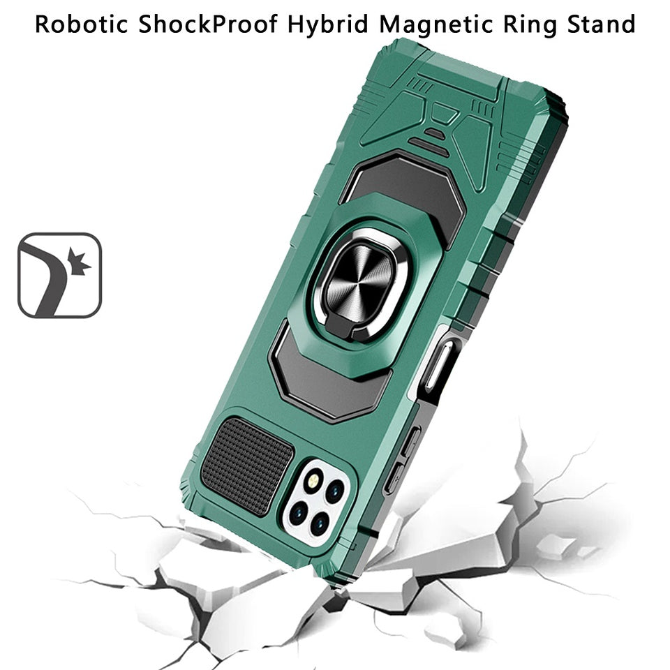 For AT&T Maestro 3 Hybrid Dual Layer with 360° Rotate Magnetic Ring Stand Holder Kickstand TPU Rugged PC Shockproof  Phone Case Cover