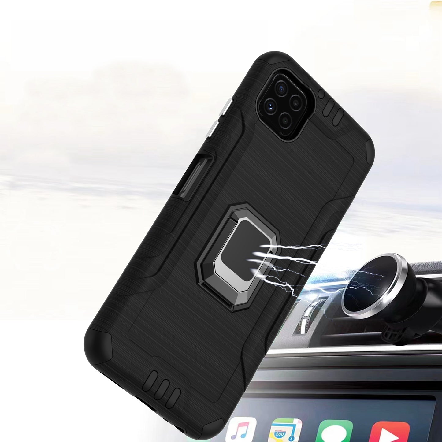 For Boost Mobile Celero 5G Hybrid Ring Holder Kickstand Shockproof Magnetic Design Rugged Bumper Armor Drop Protective  Phone Case Cover