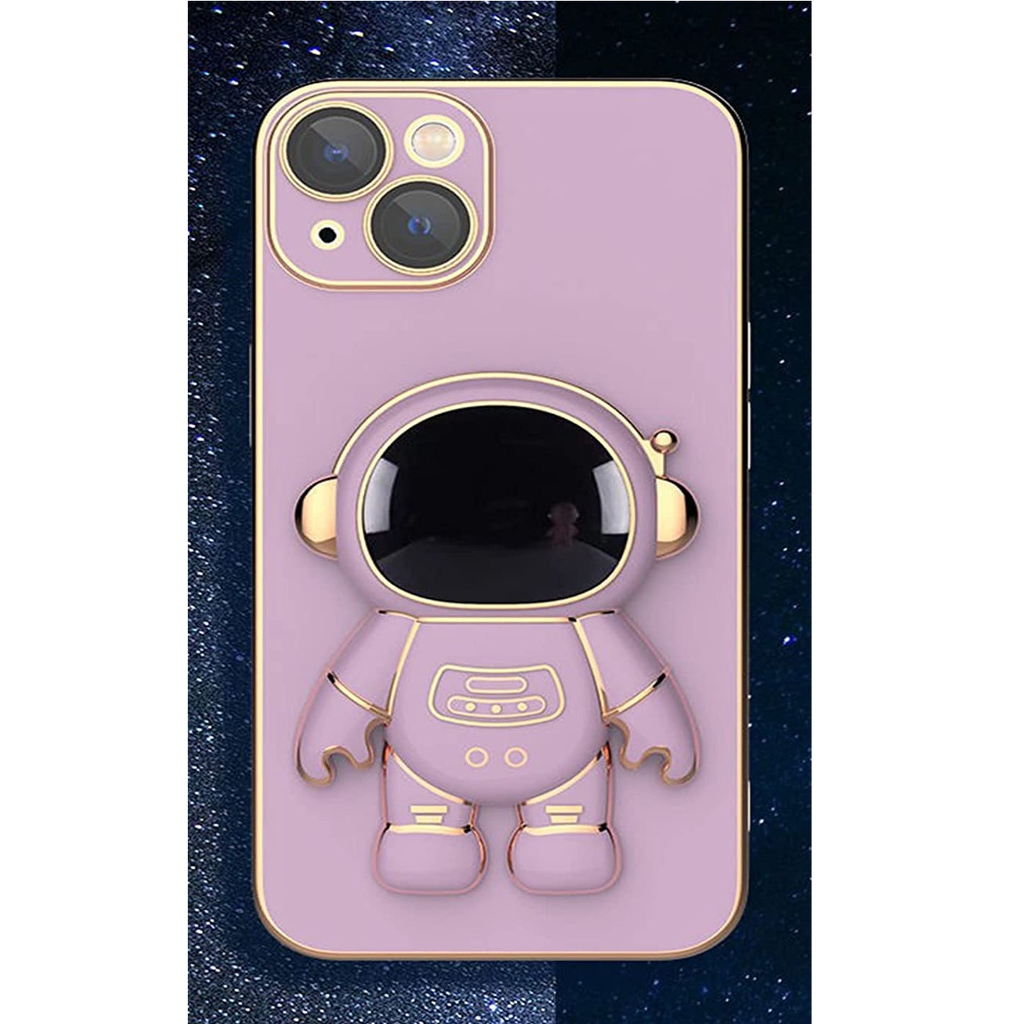 For Samsung Galaxy A23 5G Astronaut Hidden Stand Holder Plating Hybrid Electroplated Bumper Shockproof Armor Cute  Phone Case Cover